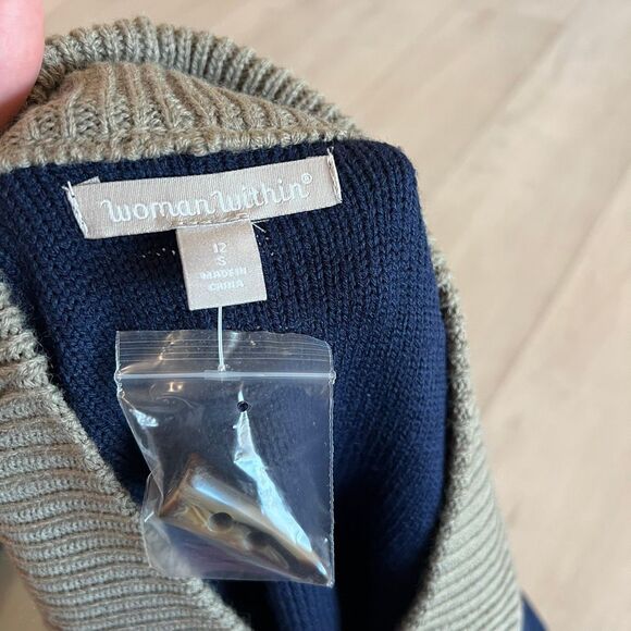 Woman Within Cardigan Tan Blue Size S - Picture 6 of 8